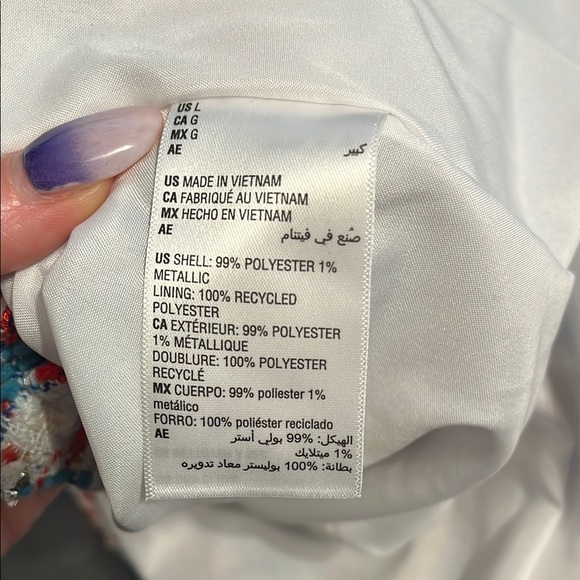 On 34th Tweed Twill Mini Skirt 90s Clueless Chanel-esque Blue Red Silver Plaid - Picture 7 of 8